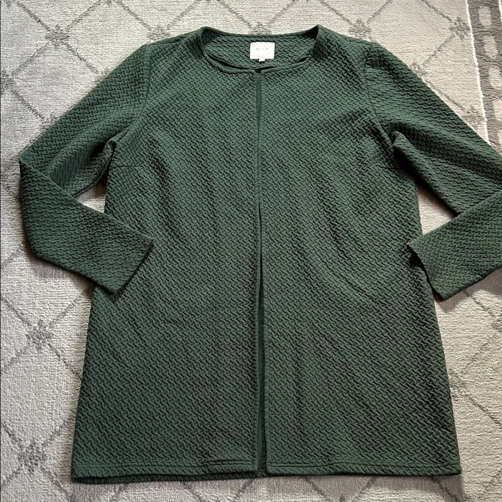 VILA Textured COATIGAN Open Front Green